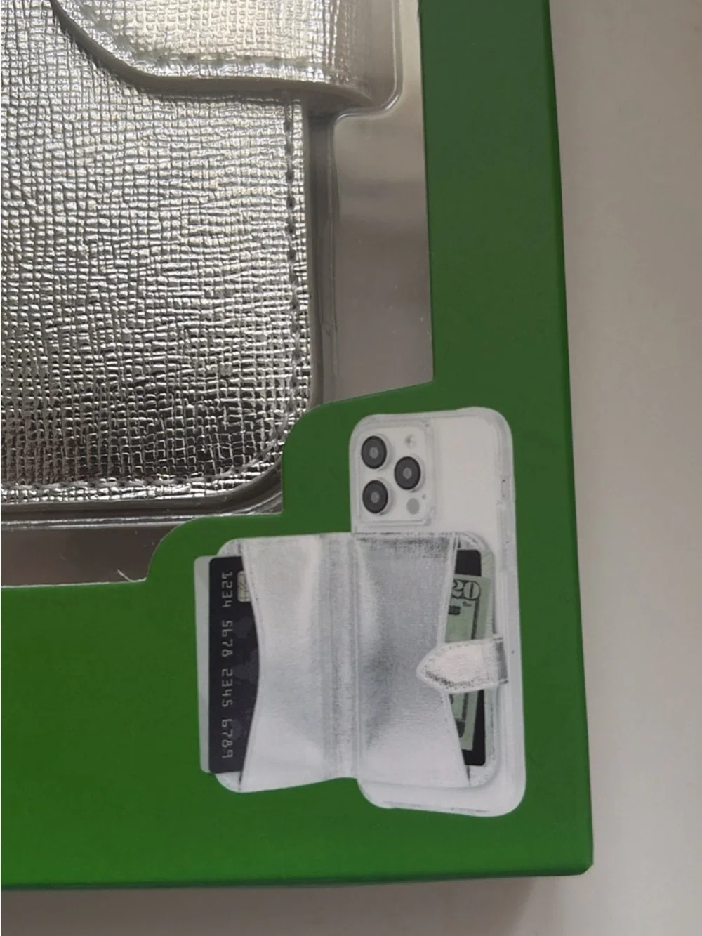 NEW - kate spade metallic silver magnetic wallet phone case